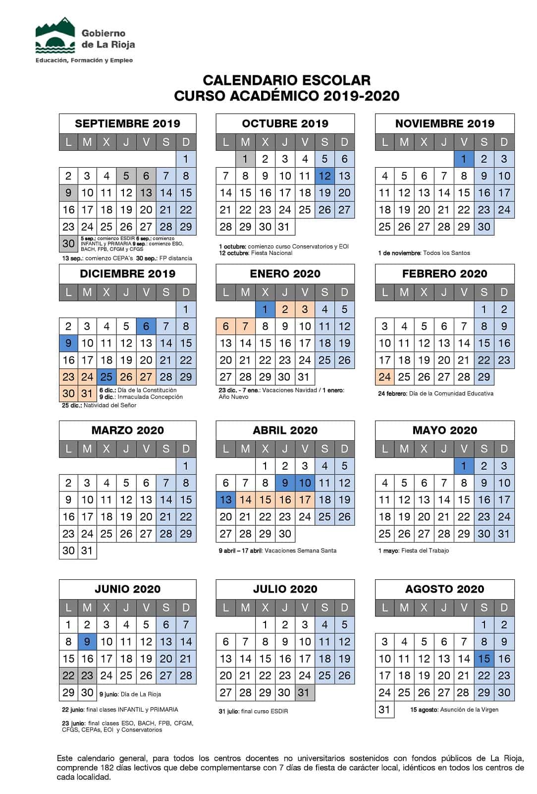 Kalender sekolah 2019-2020 untuk mengunduh, tanggal, dan hari libur di semua komunitas 6