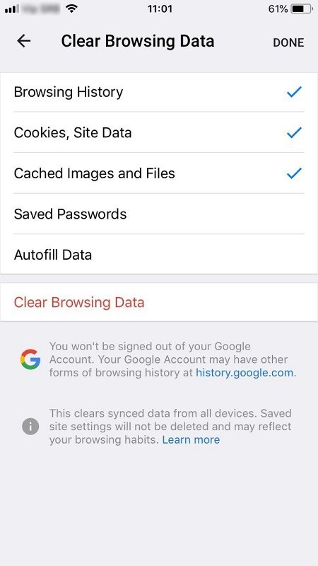 Chrome Mengambil Banyak Ruang iPhone - Cara Memperbaiki 4