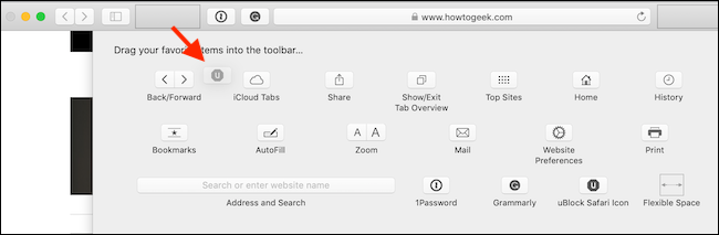 Hapus tombol dari toolbar Safari