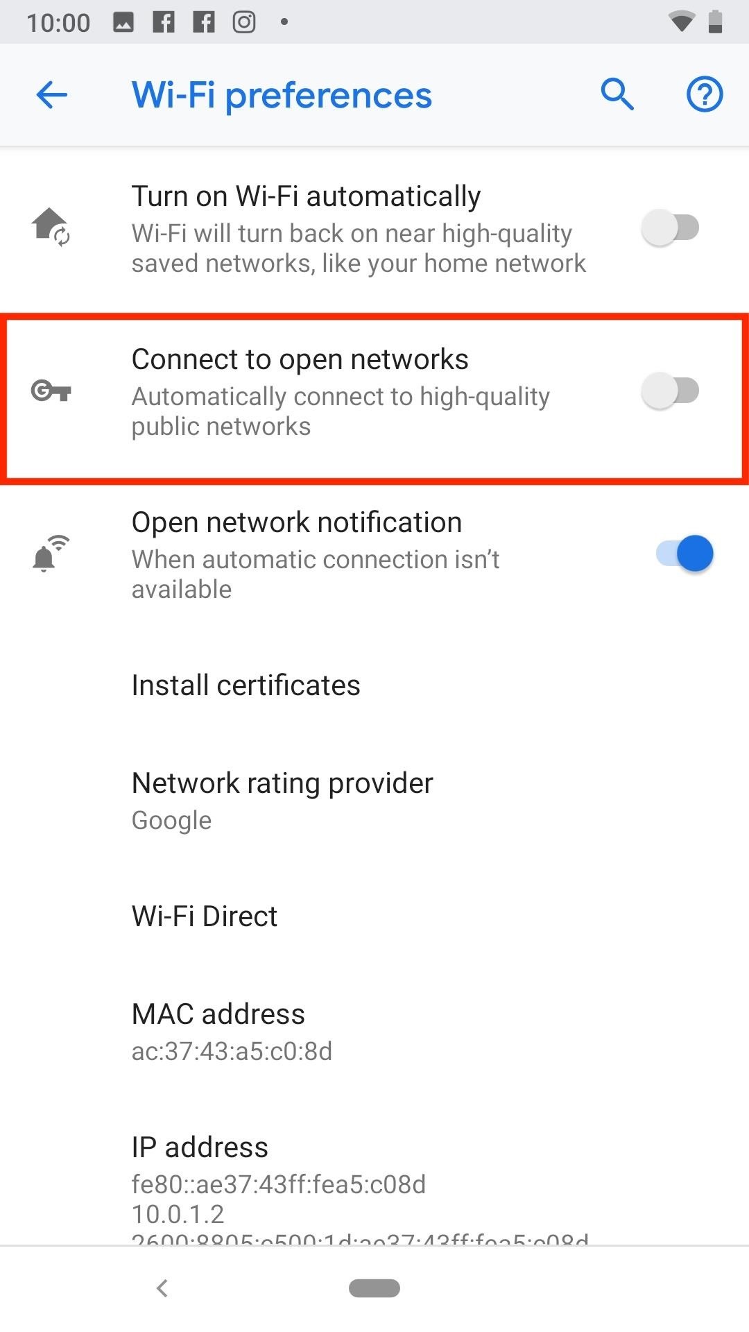Apakah Anda memiliki masalah koneksi di Android Pie? Matikan 