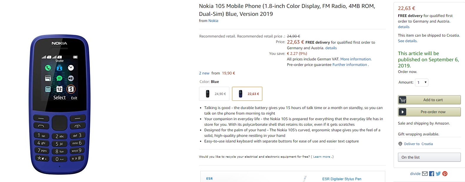 Nokia 105 Dual-SIM tersedia di Jerman Amazon 3