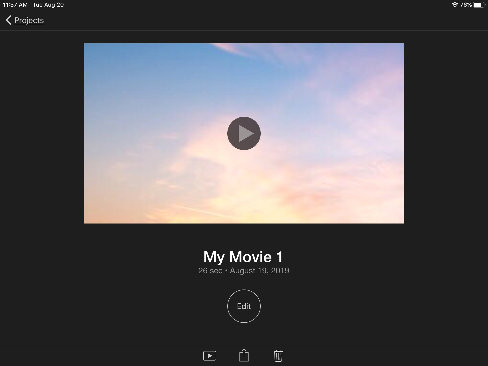 Tindakan Proyek iMovie iPad