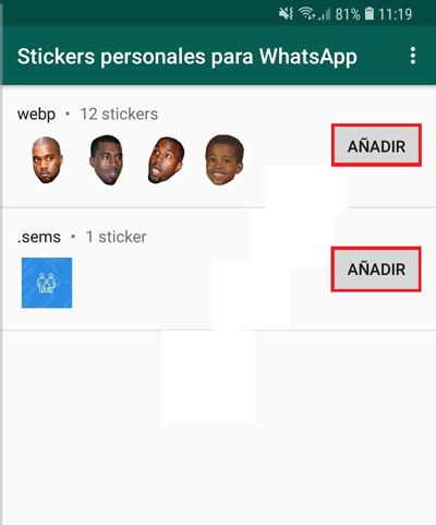 Akses stiker Pribadi untuk aplikasi WhatsApp