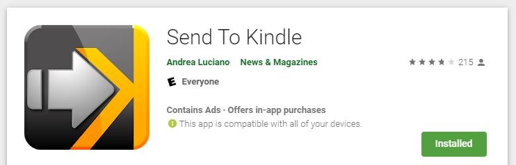 Android Web для Kindle Отправить на Kindle Play store