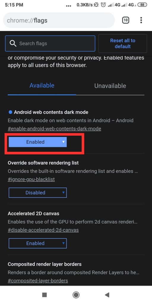 Dunkler Modus aktiviert Chrome auf Android