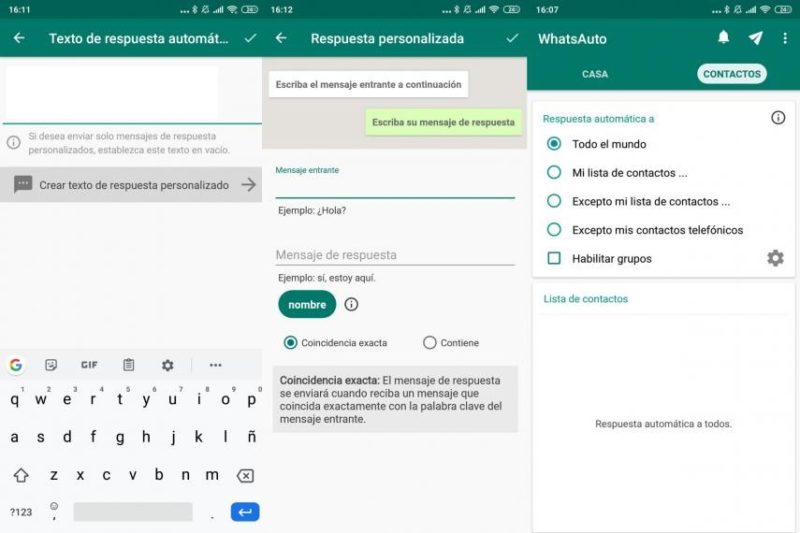 Respuesta automática de Whatsauto para WhatsApp
