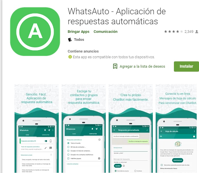 Приложение Whasauto - автоматический ответ для WhatsApp