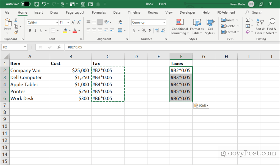 Prilepte upravený vzorec do programu Excel