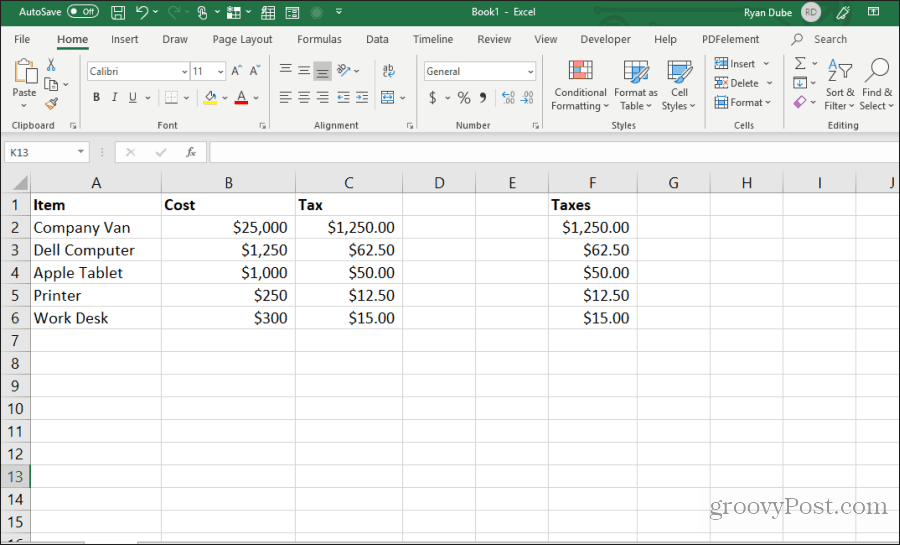 Bunky vzorcov sa skopírujú a vložia do Excelu