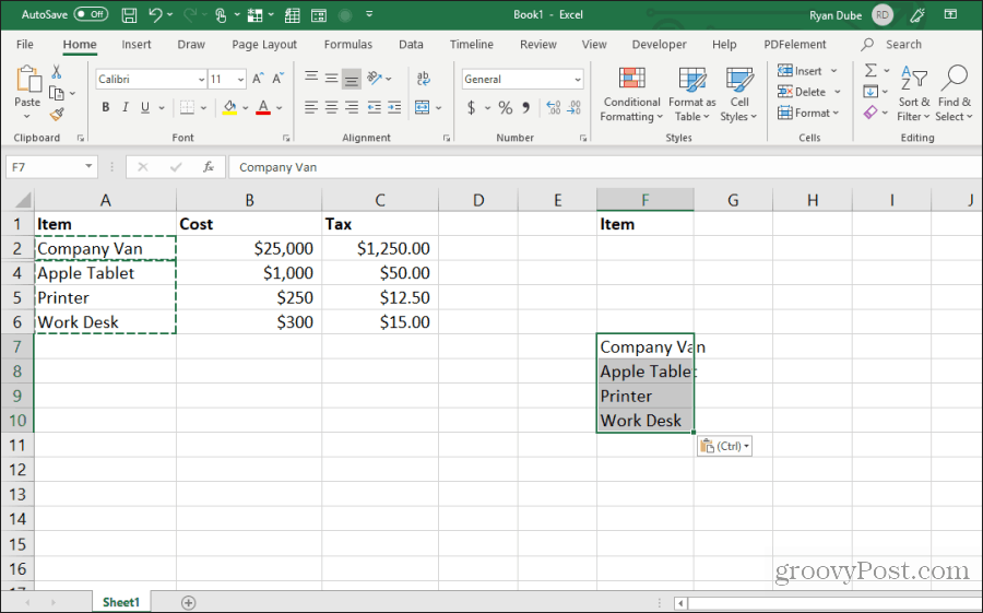 pripojiť bunky, ktoré sú viditeľné v Exceli