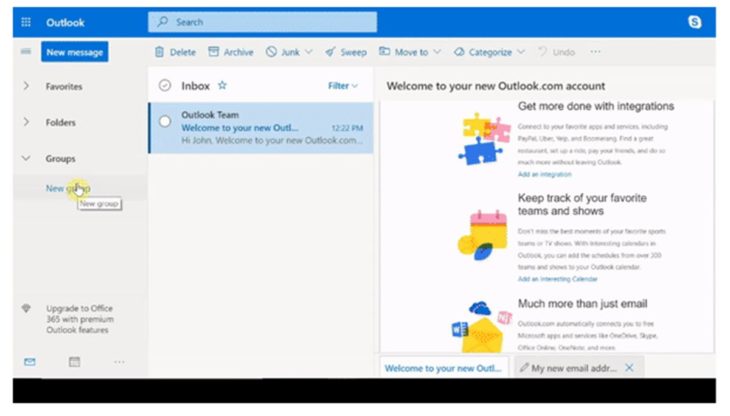 Outlook memungkinkan Anda membuat grup untuk berbagi pesan, file, dan acara