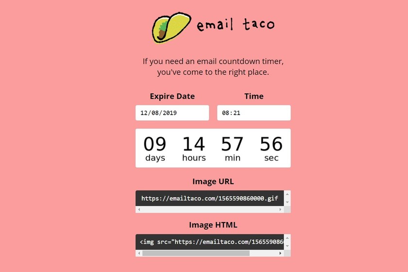 Apakah Anda perlu mengirim hitungan mundur dalam email? Email Taco adalah solusi dalam format gif