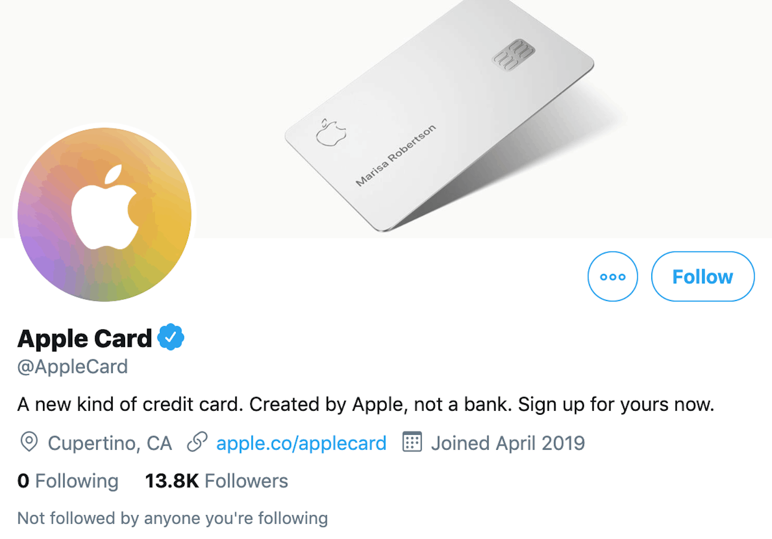 Apple Kartu Twitter akun diluncurkan