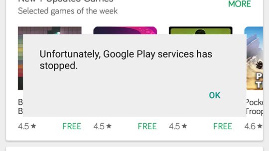 К сожалению, сервисы Google Play остановились