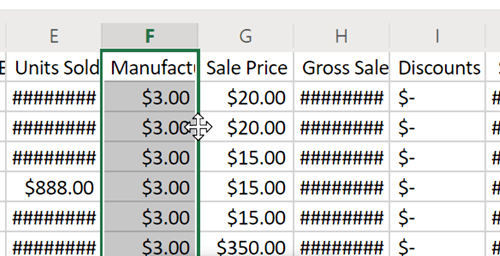 Cách di chuyển các cột trong Excel 1