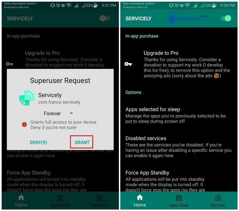 Cara mengelola aplikasi latar belakang Android dengan Servic (Root) 1
