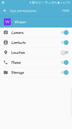 Whisper Android Location