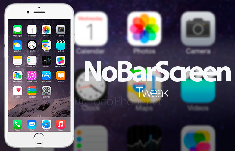 Cara membuat tangkapan layar di iPhone, tanpa bilah status, dengan NoBarScreen 2