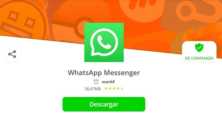Obrázok: ako sťahovať WhatsApp, ak sa nezobrazí v Obchode Play
