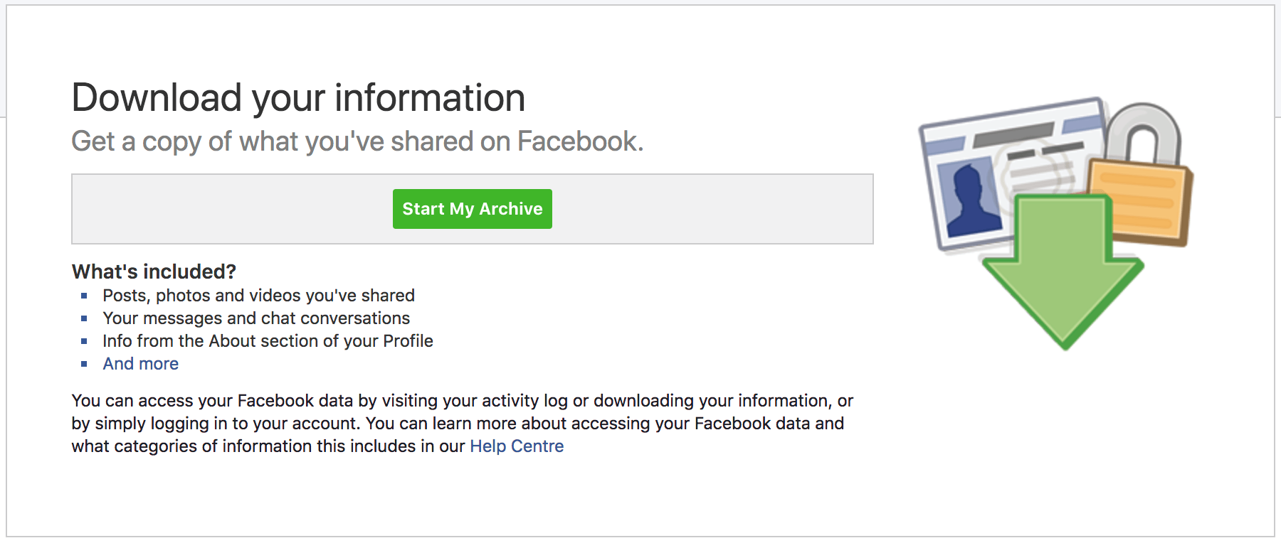  Facebook ini memiliki pengarsipan yang memungkinkan Anda mengunduh SEMUANYA di profil Anda termasuk foto
