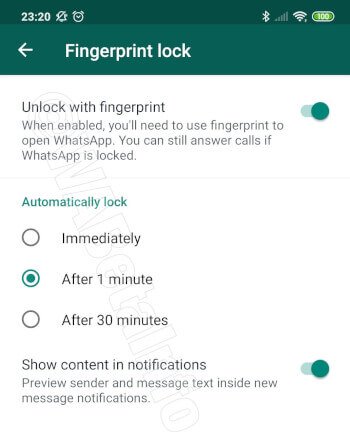 Bild - Fingeravtryckslås kommer till WhatsApp beta för Android