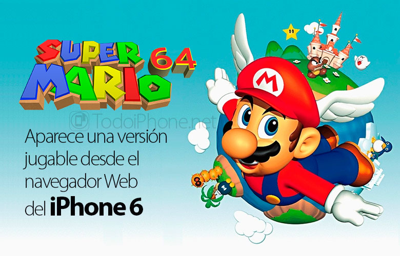 Memainkan Super Mario 64 HD di peramban iPhone 6 dimungkinkan berkat Mobot 2