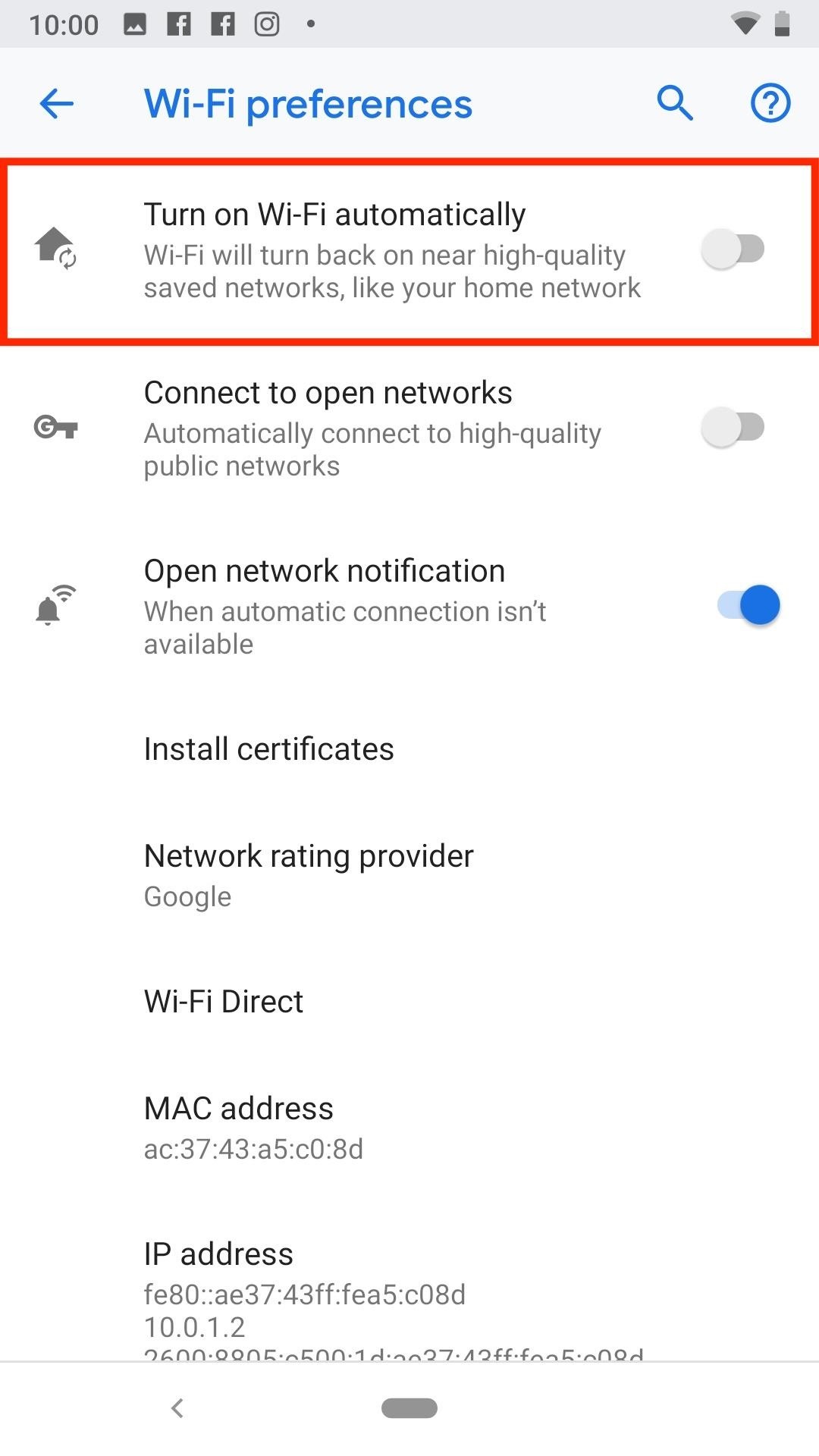 Bạn có vấn đề kết nối trong Android Pie? Tắt 