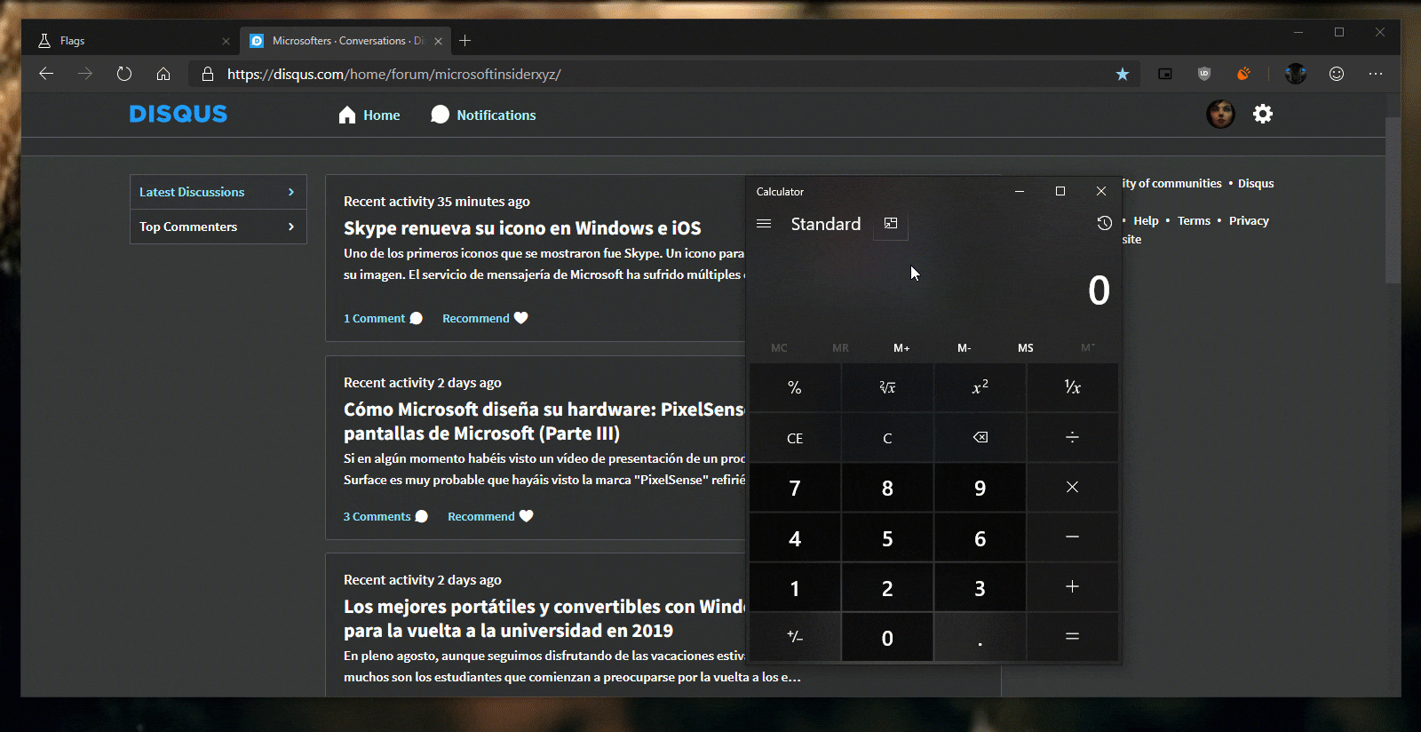 Mode Selalu di Atas aplikasi kalkulator langsung aktif Windows 10 Orang Dalam 1