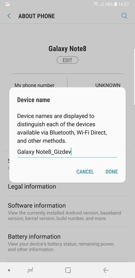 Переименовать устройство на Android