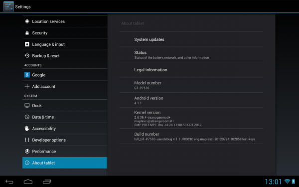 Memperbarui Galaxy Tab 10.1 GT-P7510 dengan Android 4.1.1 AOSP Jelly Bean Custom ROM 2
