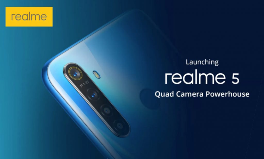 Ponsel kamera Realme 5 quad untuk mengemas baterai 5000mAh, akan dibanderol dengan harga kurang dari Rs. 10000