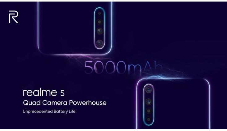 Realme 5 dikonfirmasi untuk menampilkan baterai 5000mAh, Realme 5 Pro to sport VOOC 3.0 Flash charge