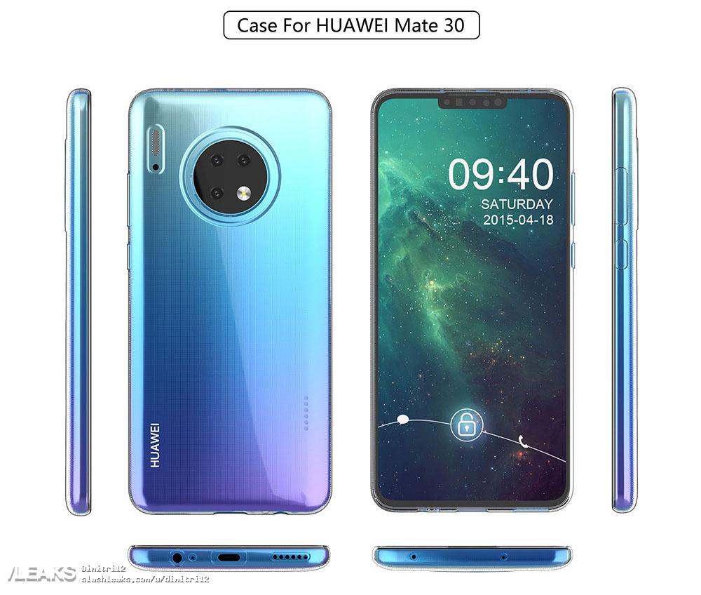 Render Huawei Mate 30 menghadirkan kembali pengaturan kamera Oreo (bulat)