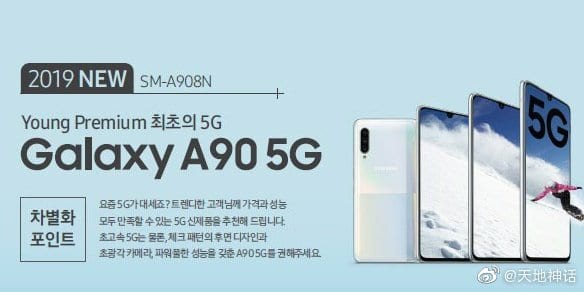 Samsung Galaxy A90 5G verkar posera på sin officiella affisch