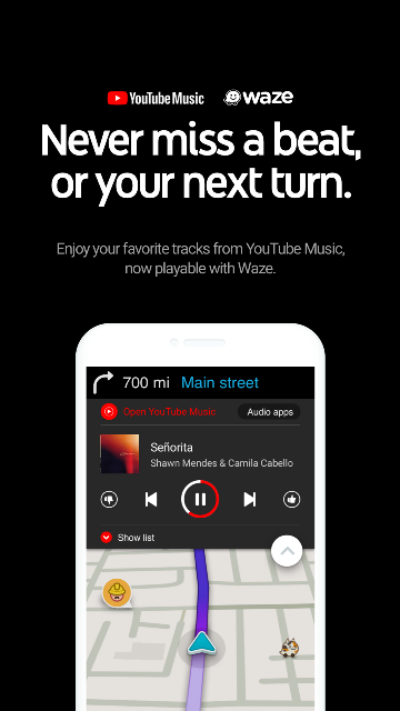 Waze terintegrasi YouTube Musik di dalam aplikasi 1