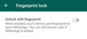 Отпечаток на прсти функција на WhatsApp за Android