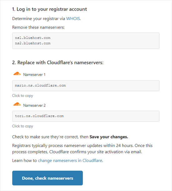 Halaman Cloudflare Nameservers