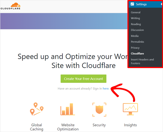 Masuk ke Akun Cloudflare dengan WordPress