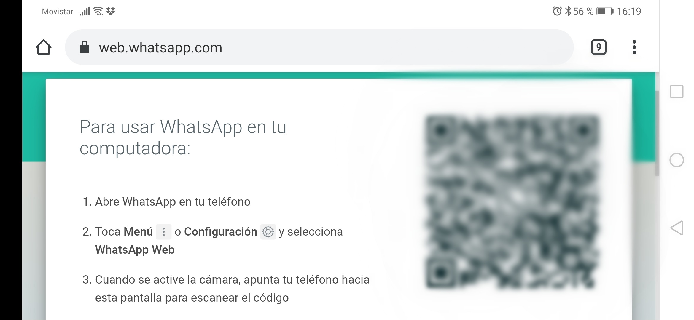 Whatsapp Web en tableta
