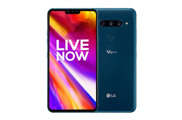 Depan dan belakang dengan warna biru dari LG V40 ThinQ