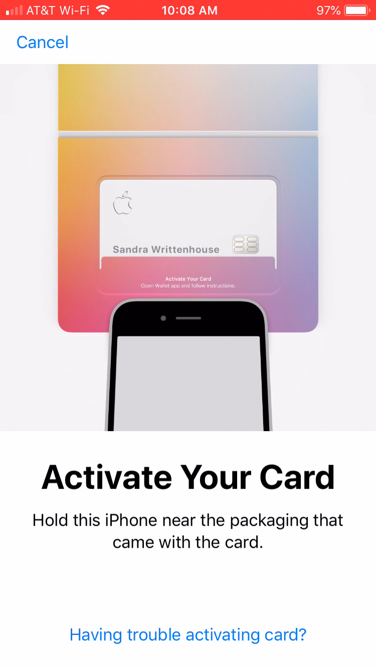 Giữ iPhone gần Apple Thẻ