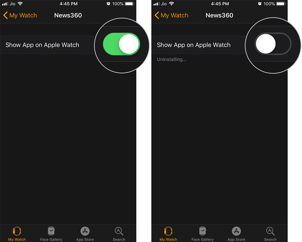 Menghapus Apple Watch Aplikasi dari iPhone