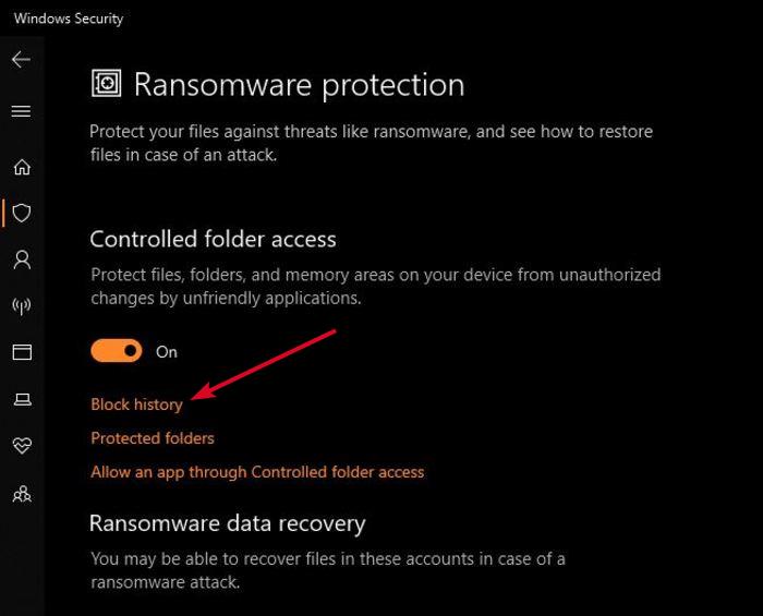 Aktifkan Perlindungan Ransomware Windows Perlindungan Ransomware Defender Mengelola Riwayat Blok Akses Folder Terkendali