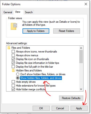 Tampilkan folder dan drive file tersembunyi