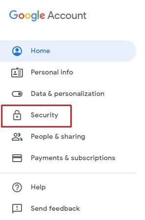 Configuración de seguridad de la cuenta de Google