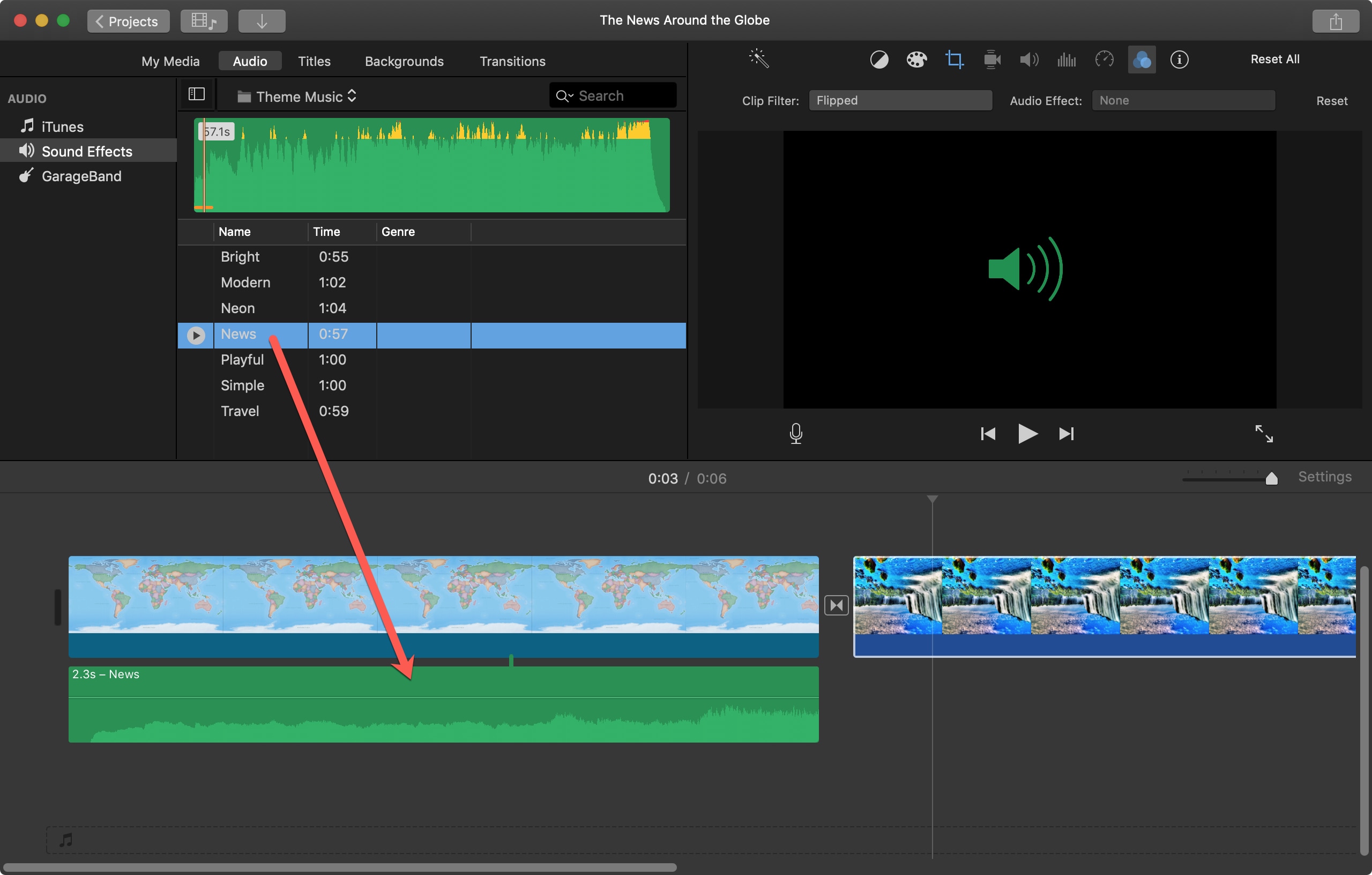 Tambahkan Mac iMovie Audio