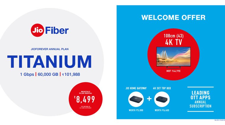 Paket JioFiber mengungkapkan: Panggilan suara gratis, tawaran TV 4K, biaya pemasangan 1