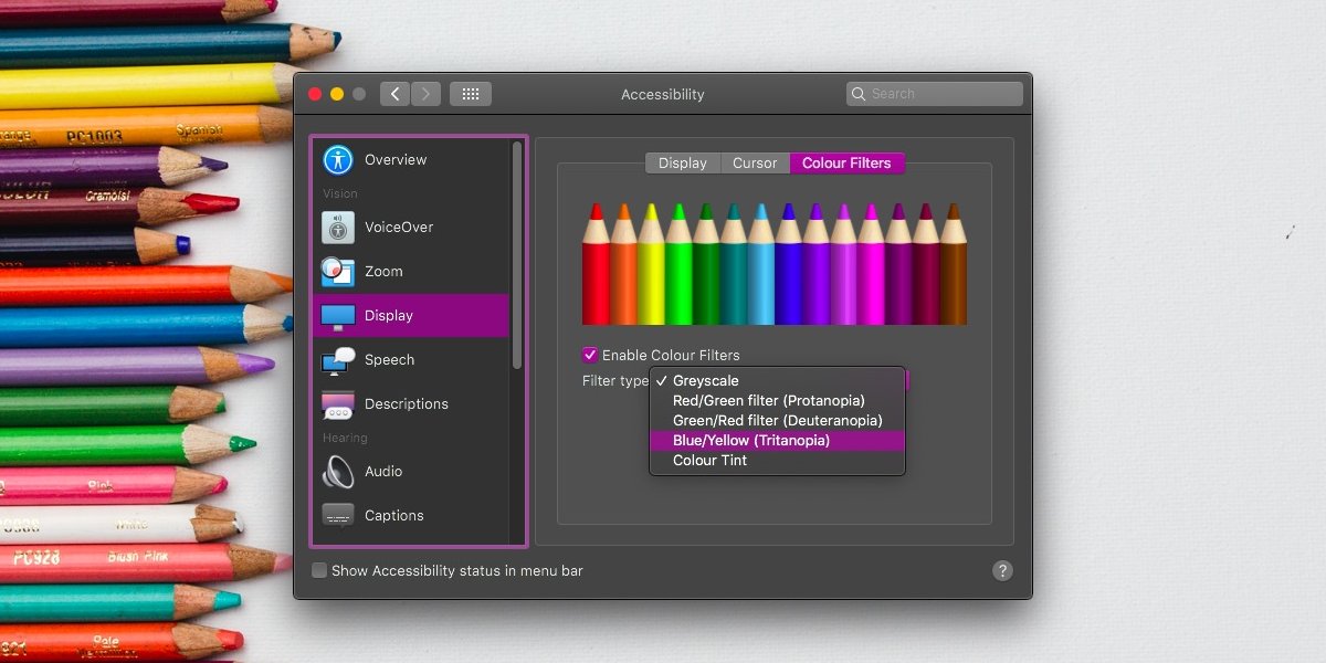 Cara mengaktifkan filter layar buta warna di macOS
