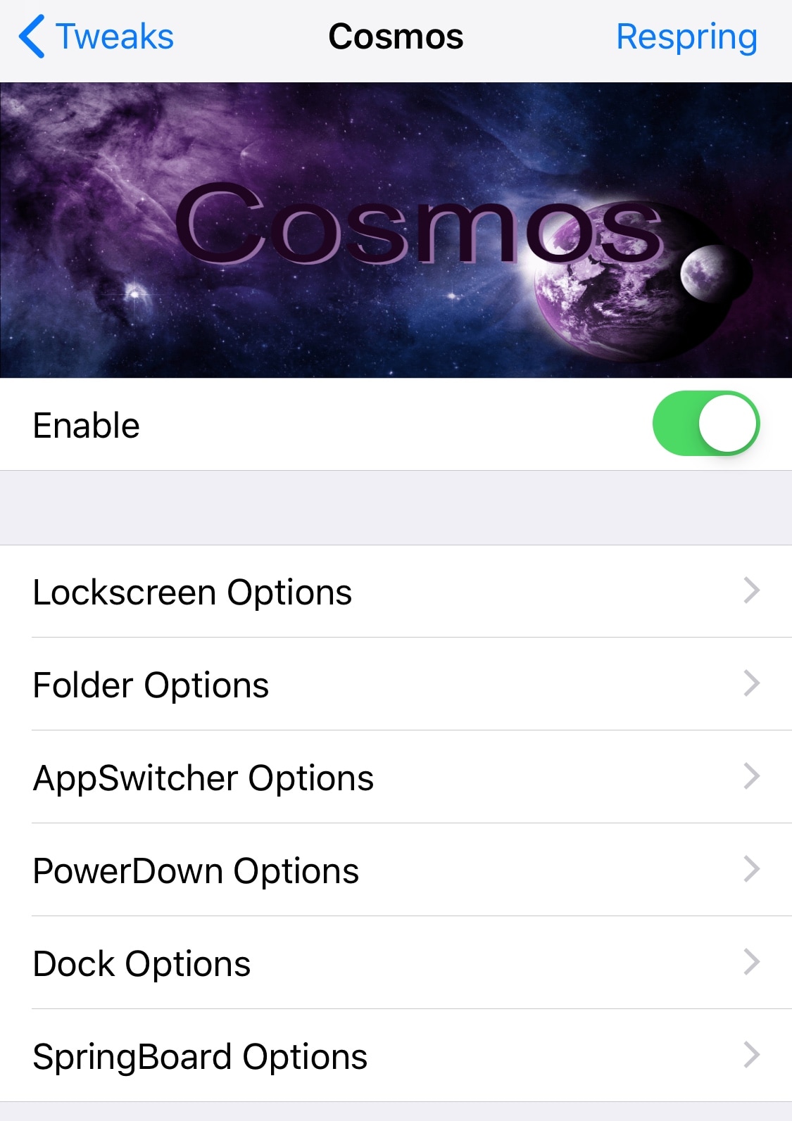 Cosmos là một thiết lập tùy biến SpringBoard tất cả trong một tuyệt vời 3