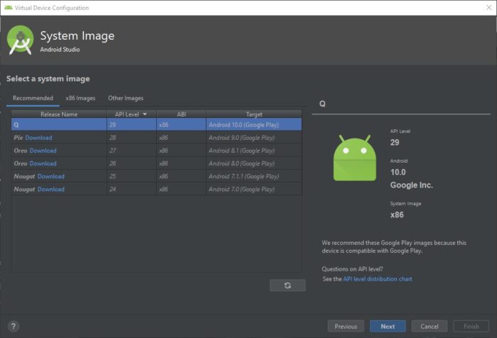 Установите Android 10 на ПК с Android Studio / Emulator 7